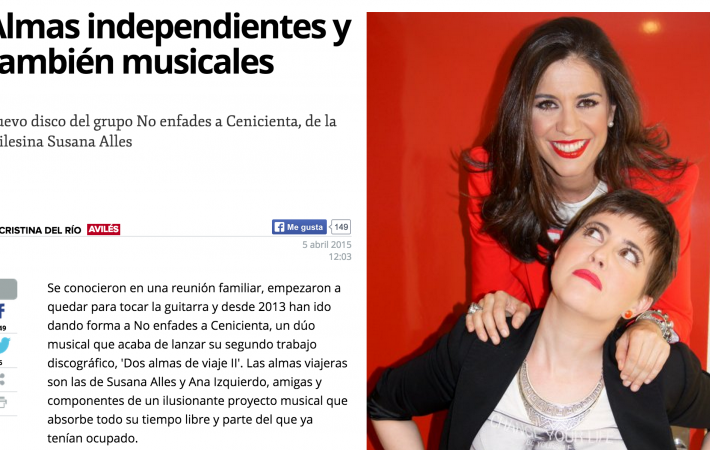 Recorte del reportaje «Almas independientes y también musicales» con foto de Ana y Susana